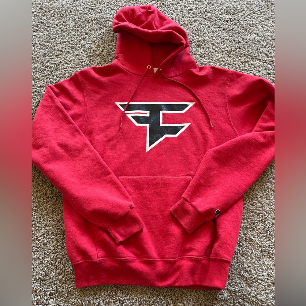 Mens Faze Clan Champion Red Hoodie with Logo